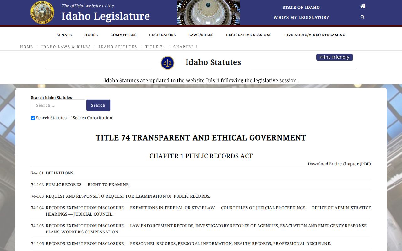Idaho Public Records Act and Blaine County registry record access