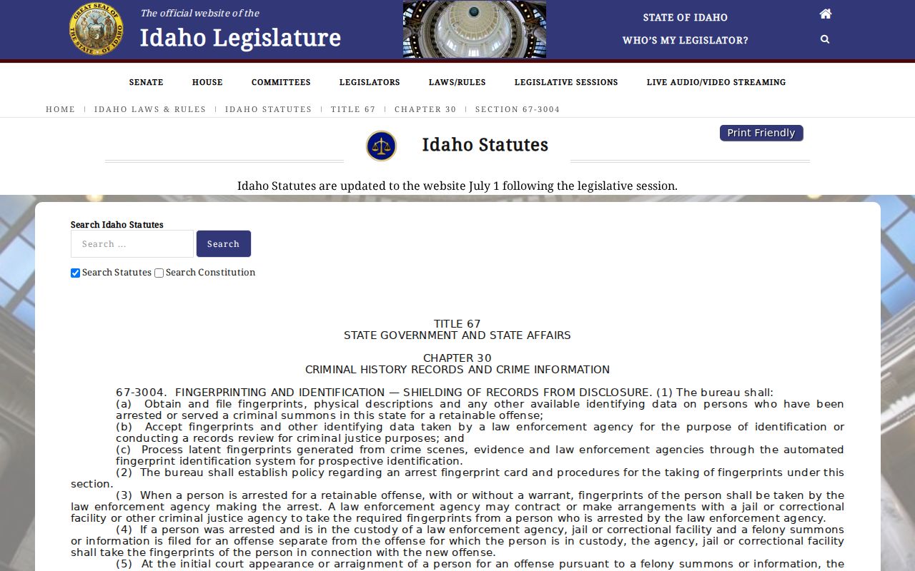 Idaho repository law relevant to Blaine County registry records