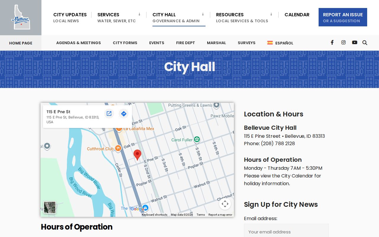 Official Bellevue City Hall address and public counter hours