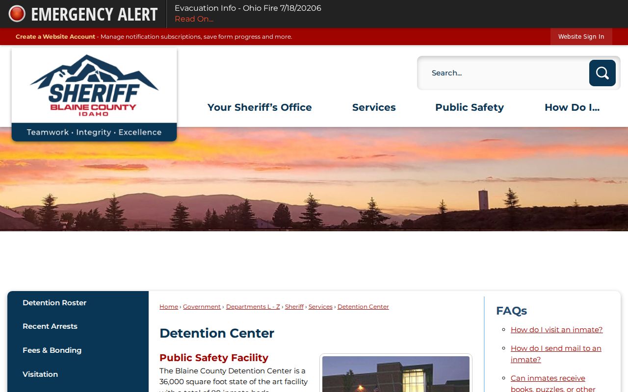 Official Blaine County Detention Center facility profile